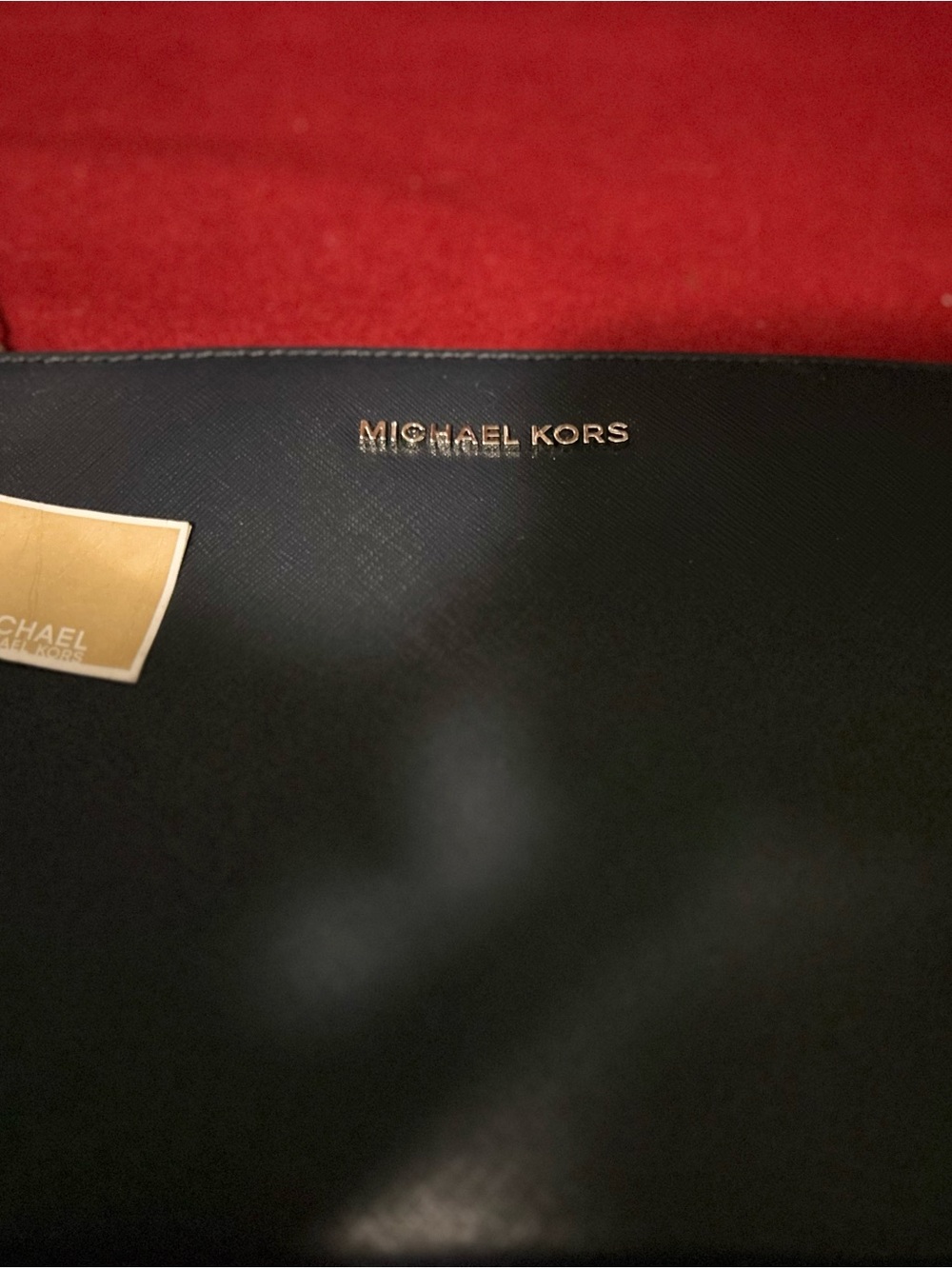 Michael Kors Black Leather Briefcase with Gold Logo